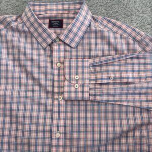 UNTUCKit Mens XL Slim Fit Wrinkle Free Plaid Button Down Shirt Pink Blue